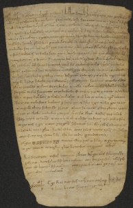 49 D.9.XLVr, Rinuncia fatta da Pietro e dal figlio Gosberto nelle mani di Alberto prete, Pavia, 1122, ago. 25