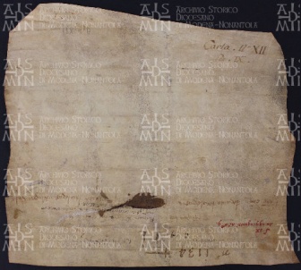 11 A.4.XIIv, Permuta di terre seguita tra Giona vescovo e Guido di Collegara, 840, giu. 4